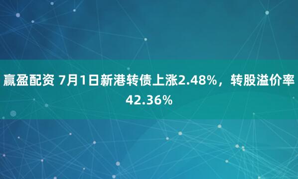 赢盈配资 7月1日新港转债上涨2.48%，转股溢价率42.36%